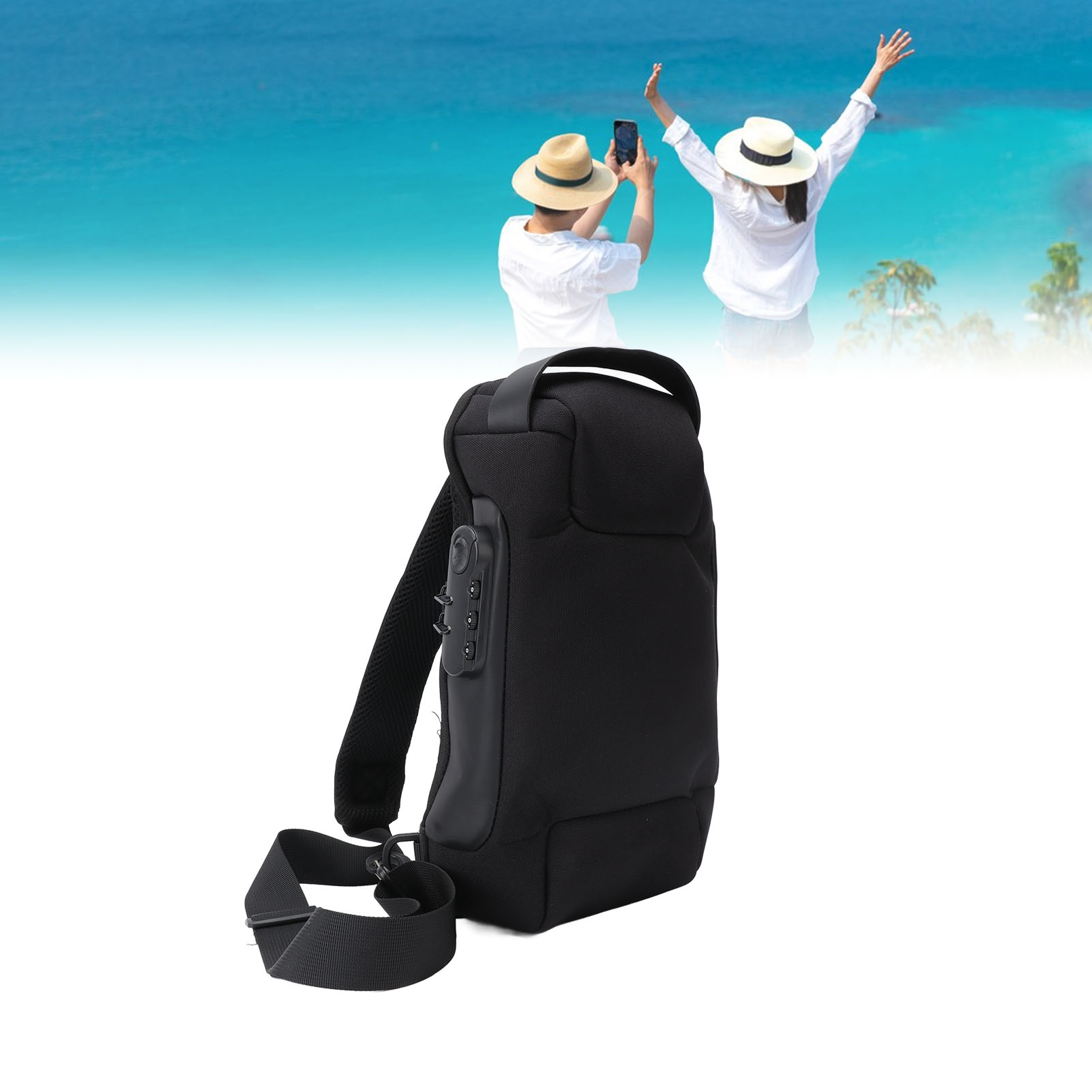 Sling Backpack Shoulder - Schulterrucksack, Oxford-Stoff, großes Fassungsvermögen, abschließbarer Reißverschluss,