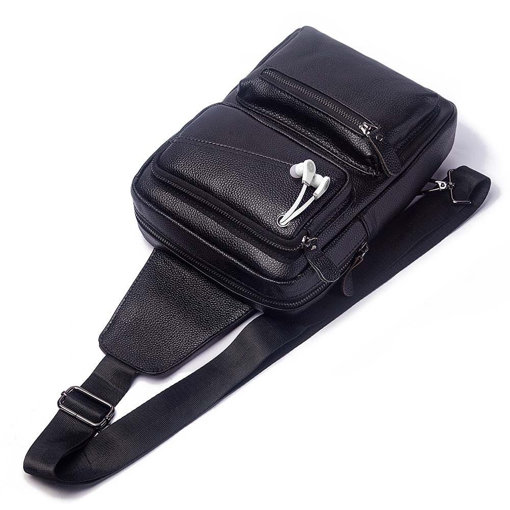 Leather Backpack Vintage - Mode Multifunktions-Brusttasche für Männer Frauen Echt