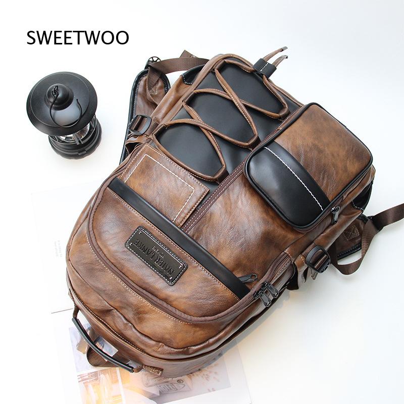 Herren-Rucksack in Braun mit F – Leather Backpack Vintage Bewertung und Preis