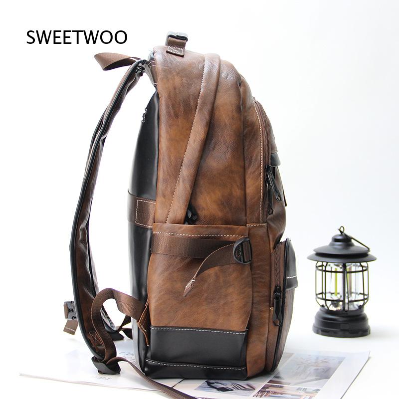 Herren-Rucksack in Braun mit F – Leather Backpack Vintage Bewertung und Preis